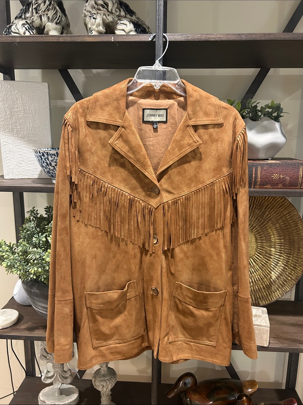 Johnny Was Women's Suede Fringe Jacket - Camel Brown-NWOT online $1200.